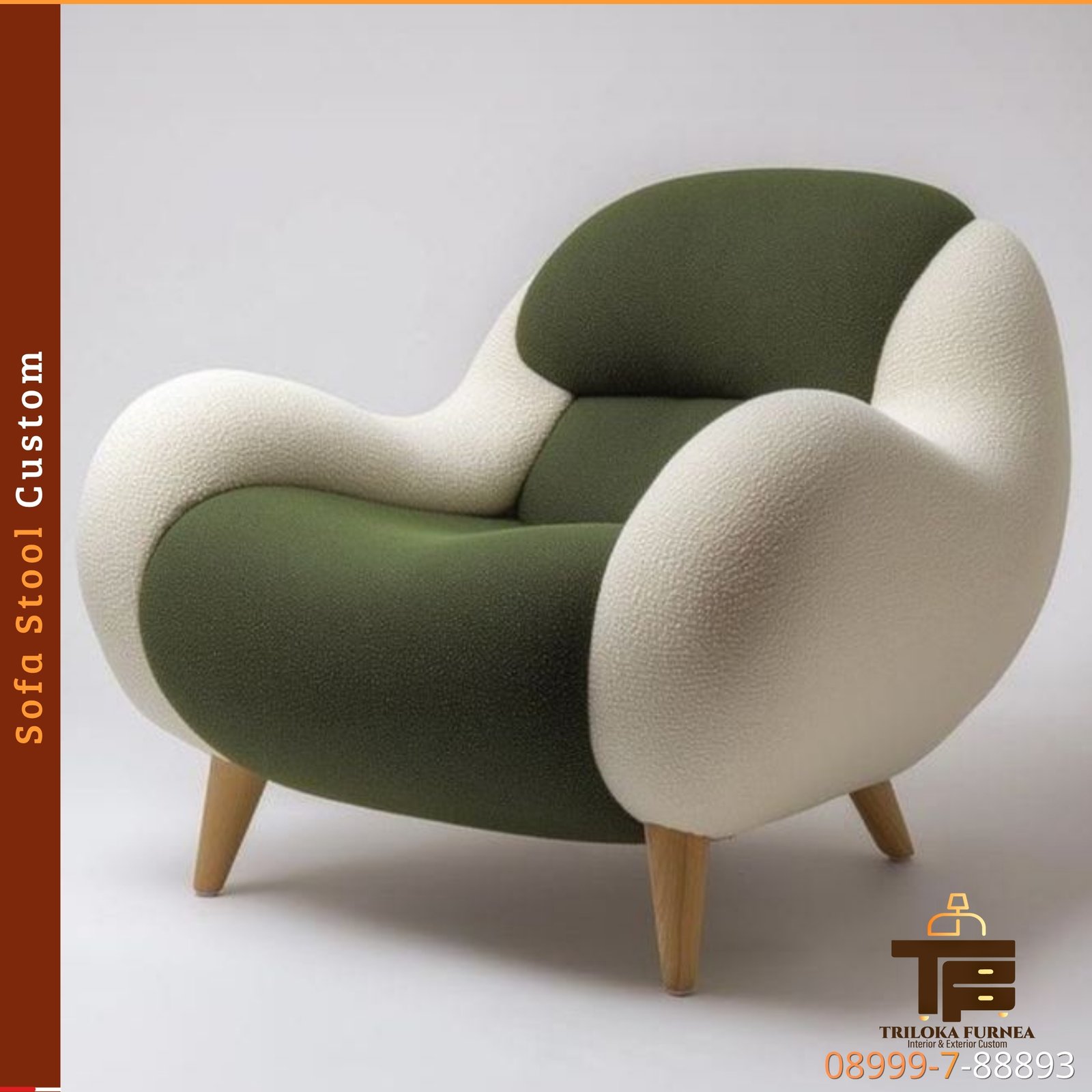 Sofa Single Seater dengan Stool - Image 3