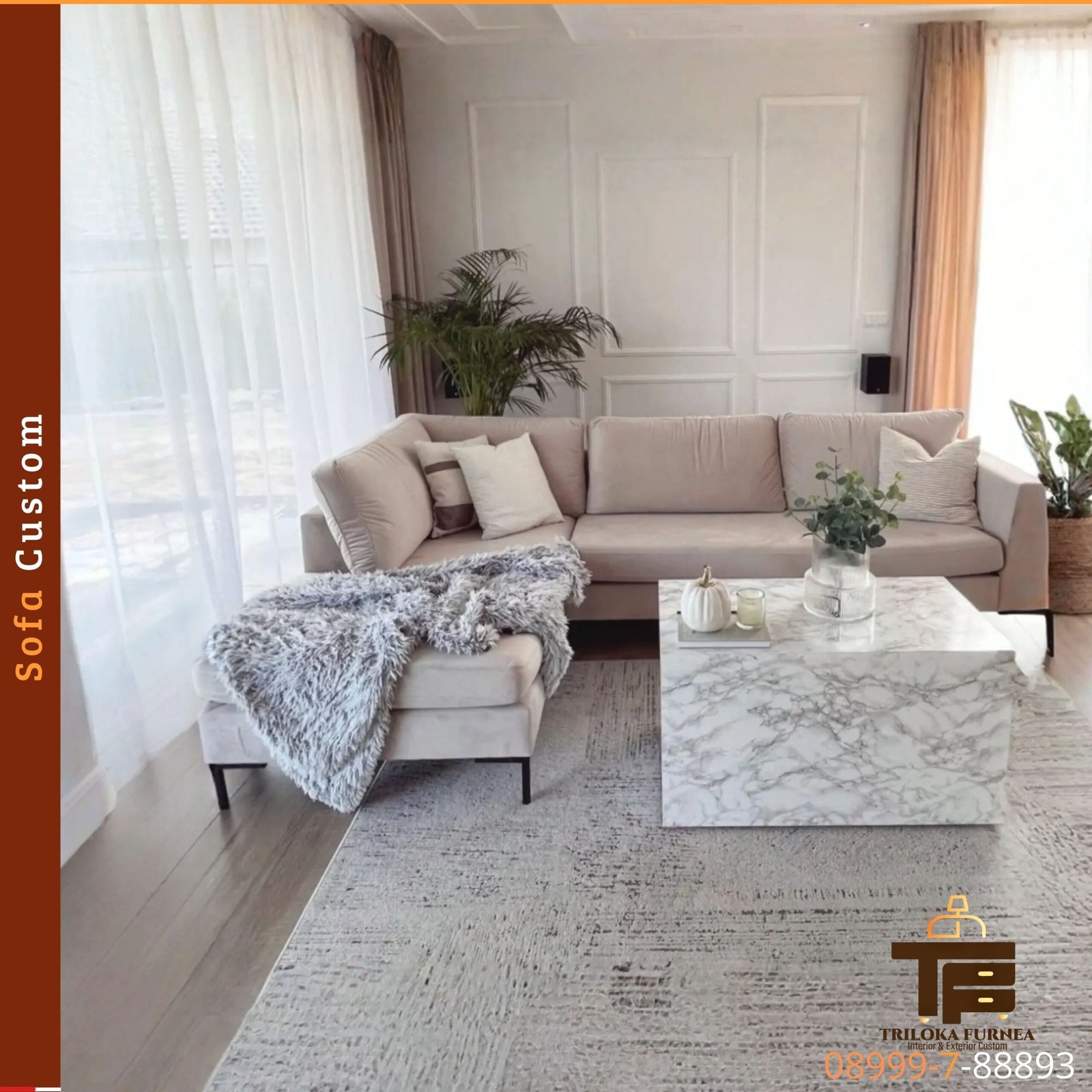 Sofa Custom Putih Elegan Jawa Barat Jabodetabek Desain Unik - Image 5