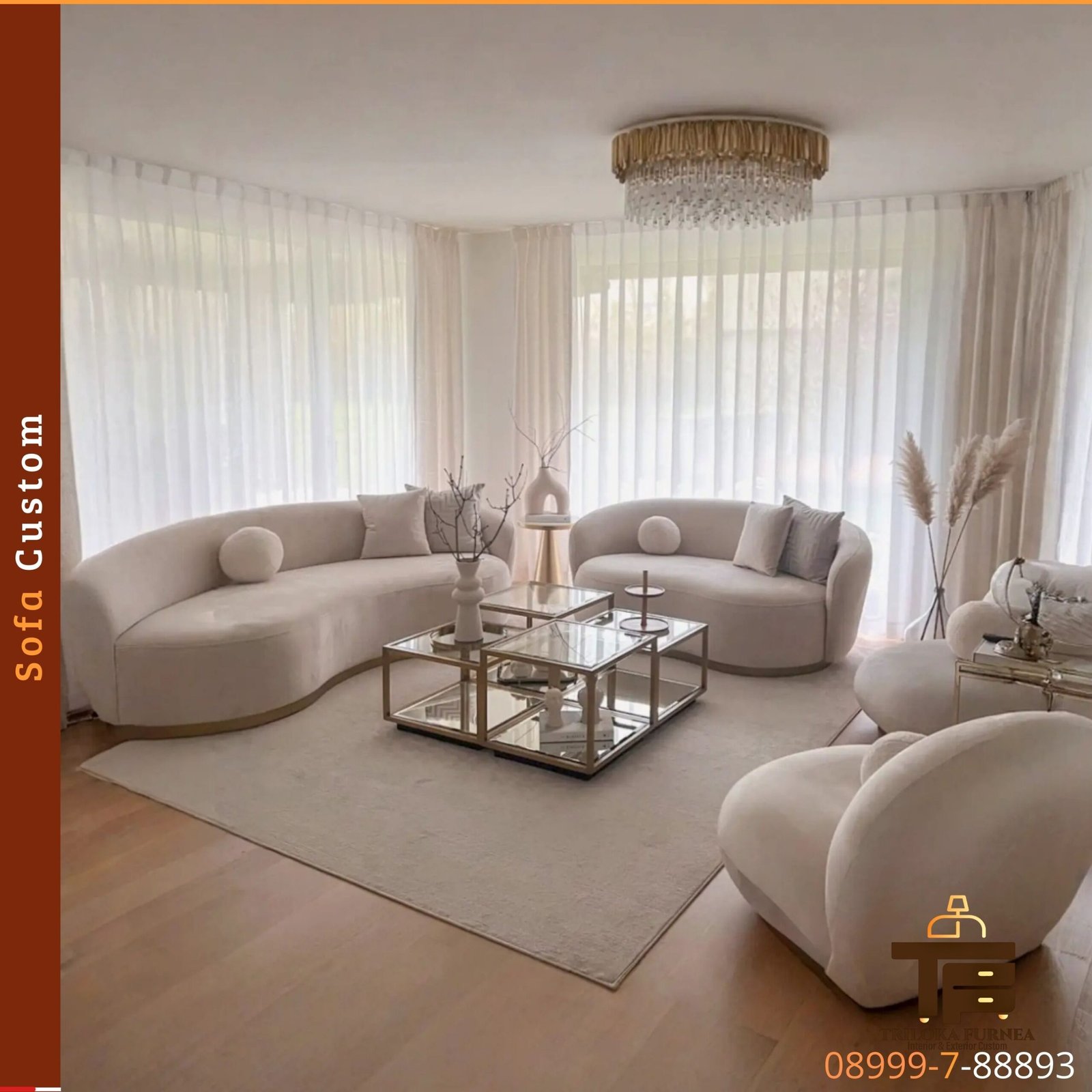 Sofa Custom Putih Elegan Jawa Barat Jabodetabek Desain Unik - Image 6