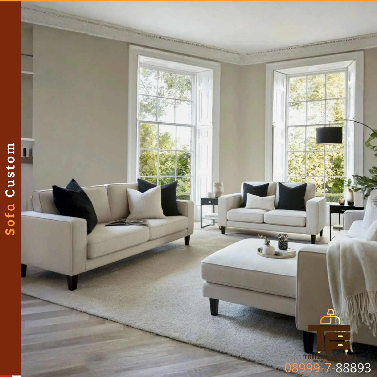 Sofa Custom Putih Elegan Jawa Barat Jabodetabek Desain Unik - Image 8