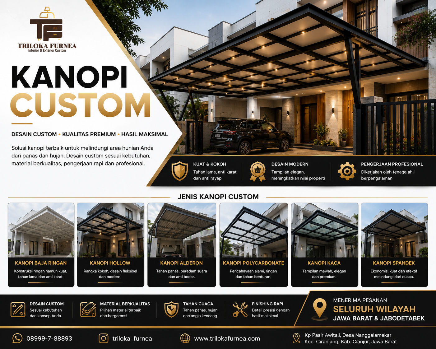 Jasa Exterior Custom | Kanopi, Pagar, Gerbang & Fasad Rumah Custom | Triloka Furnea - Image 7