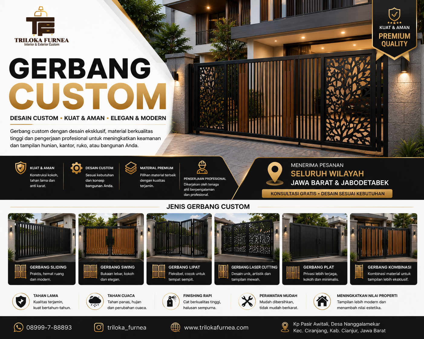 Jasa Exterior Custom | Kanopi, Pagar, Gerbang & Fasad Rumah Custom | Triloka Furnea - Image 6