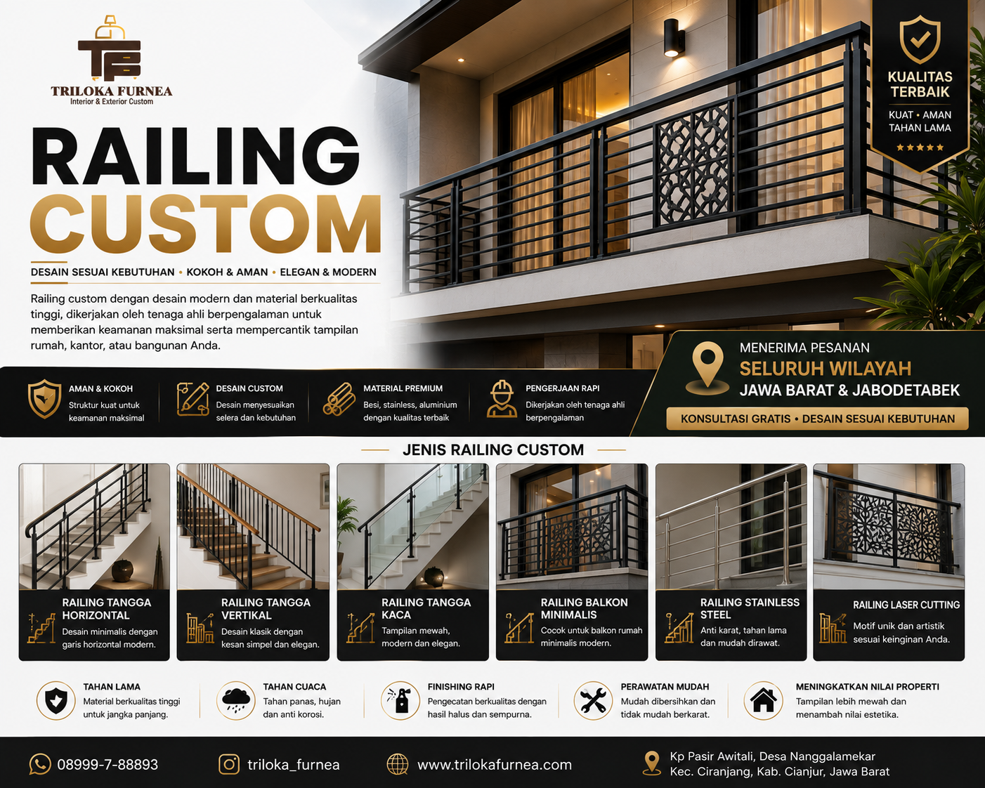 Jasa Exterior Custom | Kanopi, Pagar, Gerbang & Fasad Rumah Custom | Triloka Furnea - Image 5
